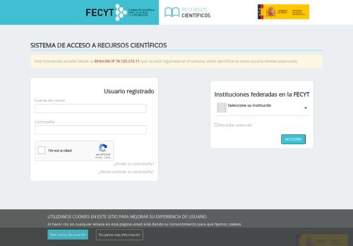 
                            1. Acceso mediante login a Recursos Científicos - Fecyt