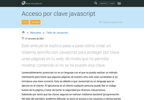 
                            3. Acceso por clave javascript - Desarrolloweb.com