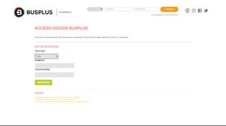 
                            2. ACCESO SOCIOS BUSPLUS Este servicio está ... - BusPlus.com.ar