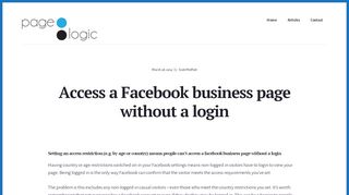 
                            5. Access a Facebook business page without a login - PageLogic