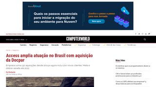 
                            5. Access amplia atuação no Brasil com aquisição da Docpar ...