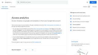 
                            3. Access analytics - Analytics Help - Google Support