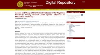 
                            10. Access and Usage of the Online Databases in the Wayamba ...