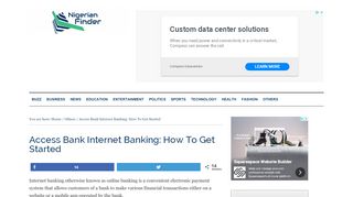 
                            11. Access Bank Internet/Online Banking: How To Get Started