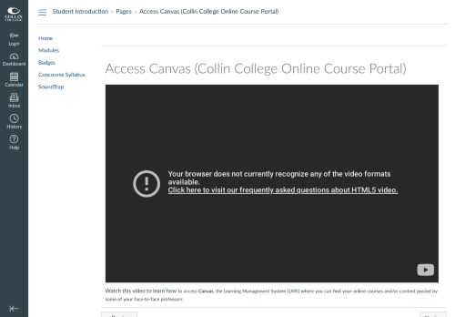 
                            5. Access Canvas (Collin College Online Course Portal): ...
