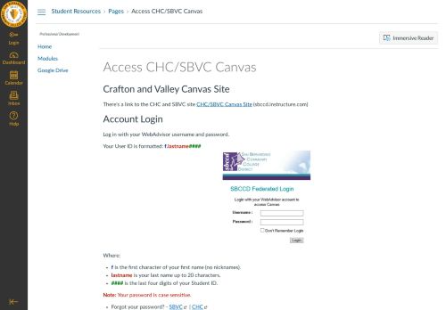
                            9. Access CHC/SBVC Canvas: SBCCD Student Resources - Instructure