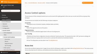 
                            1. Access Control options — Inside TYPO3 CMS 8.7 documentation