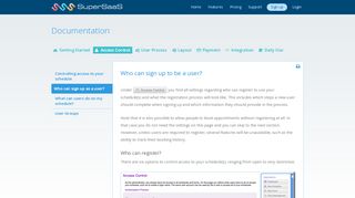 
                            6. Access Control | Who can sign up as a user? - SuperSaaS