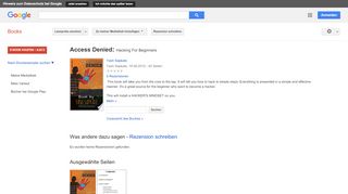 
                            13. Access Denied: Hacking For Beginners - Google Books-Ergebnisseite
