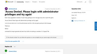 
                            6. 'Access Denied. Please login with administrator privileges and try ...