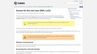 
                            8. Access for the root user (SSH, LuCI) [Project: Turris]