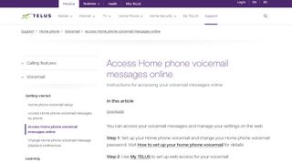 
                            13. Access Home phone voicemail messages online | Support | TELUS