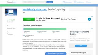 
                            1. Access insidebrady.okta.com. Brady Corp - Sign In