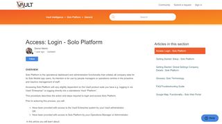
                            12. Access: Login - Solo Platform – Vault Intelligence