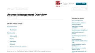 
                            3. Access Management: A Practical Overview – JSTOR Support Home
