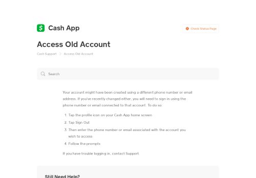 
                            10. Access Old Account - Cash App