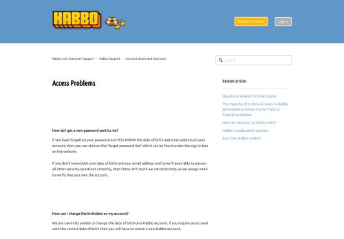 
                            13. Access Problems – Habbo.com Customer Support