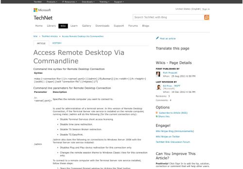 
                            6. Access Remote Desktop Via Commandline - TechNet Articles ...