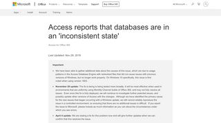 
                            11. Access reports that databases are in an 'inconsistent state'﻿ - Office ...