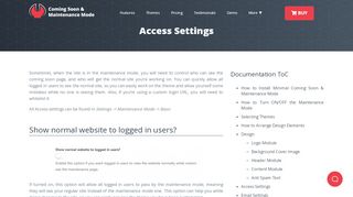 
                            8. Access Settings - Coming Soon & Maintenance Mode for WordPress