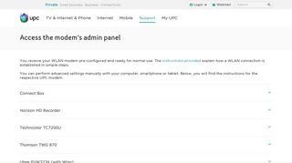 
                            1. Access the modem's admin panel | UPC