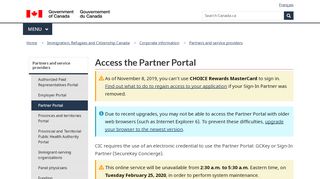 
                            2. Access the Partner Portal - Canada.ca