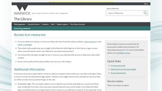 
                            11. Access to e-resources - University of Warwick Library