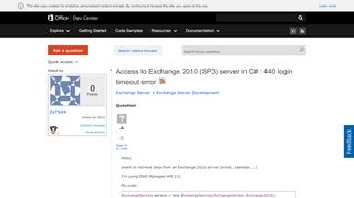 
                            1. Access to Exchange 2010 (SP3) server in C# : 440 login timeout ...