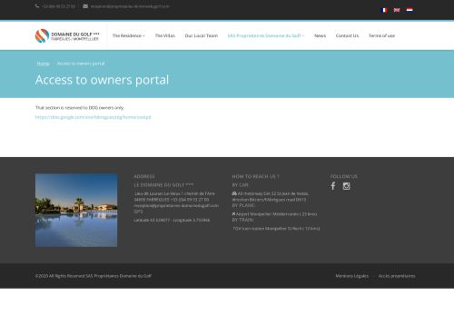 
                            8. Access to owners portal – SAS Propriétaires Domaine du Golf