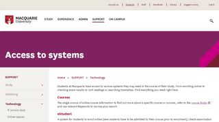 
                            2. Access to systems - Macquarie University - Student Portal