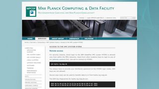 
                            2. Access to the HPC system HYDRA — Max Planck Computing & Data ...