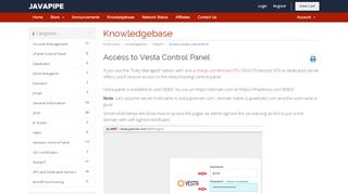 
                            6. Access to Vesta Control Panel - Knowledgebase - JavaPipe