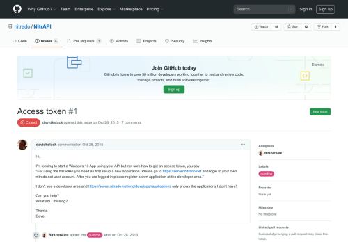 
                            12. Access token · Issue #1 · nitrado/NitrAPI · GitHub