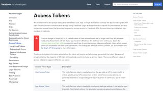 
                            5. Access Tokens - Facebook Login - Facebook for Developers