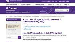 
                            11. Access UW Exchange Online via browser with Outlook Web App ...