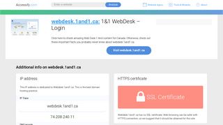 
                            9. Access webdesk.1and1.ca. 1&1 WebDesk – Login