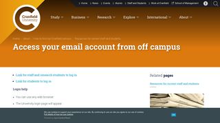 
                            1. Access your email account from off campus - Cranfield University
