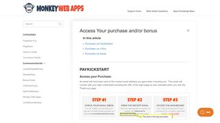 
                            6. Access Your purchase and/or bonus - Monkey Marketing Tools