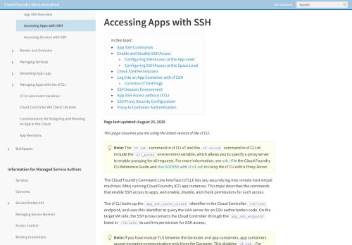 
                            4. Accessing Apps with SSH | Cloud Foundry Docs