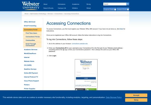 
                            2. Accessing Connections | Webster University