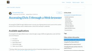
                            9. Accessing Elvis 5 through a Web browser – Home