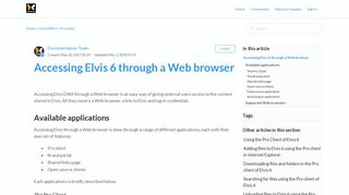 
                            10. Accessing Elvis 6 through a Web browser – Home