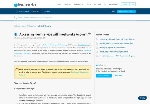 
                            8. Accessing Freshservice with Freshworks Account : freshservice