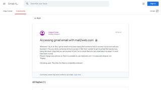 
                            11. Accessing gmail email with mail2web.com - Google Product Forums
