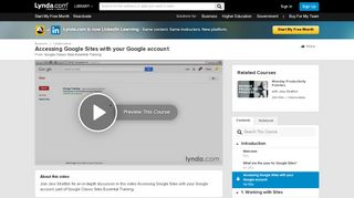 
                            11. Accessing Google Sites with your Google account - Lynda.com