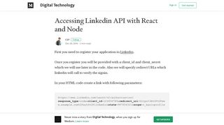 
                            12. Accessing Linkedin API with React and Node – Digital Technology