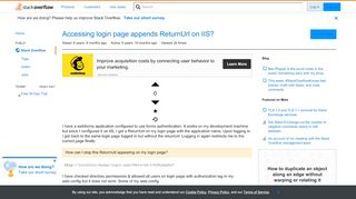 
                            4. Accessing login page appends ReturnUrl on IIS? - Stack Overflow