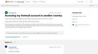 
                            6. Accessing my Hotmail account in another country - Microsoft Community