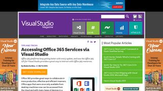 
                            3. Accessing Office 365 Services via Visual Studio -- Visual Studio ...