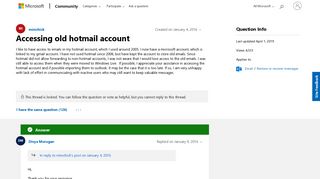 
                            7. Accessing old hotmail account - Microsoft Community